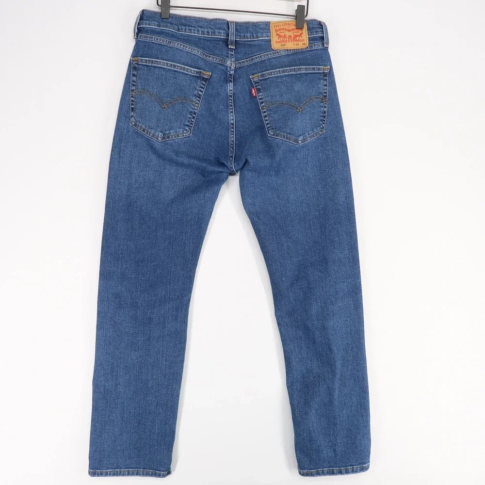 Levis 506 Jeans Mens 32x32 Blue Straight Leg Regular Fit Stretch Denim - Picture 2 of 11